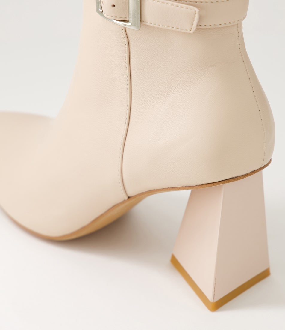 Haroun Nude Leather Ankle Boots
