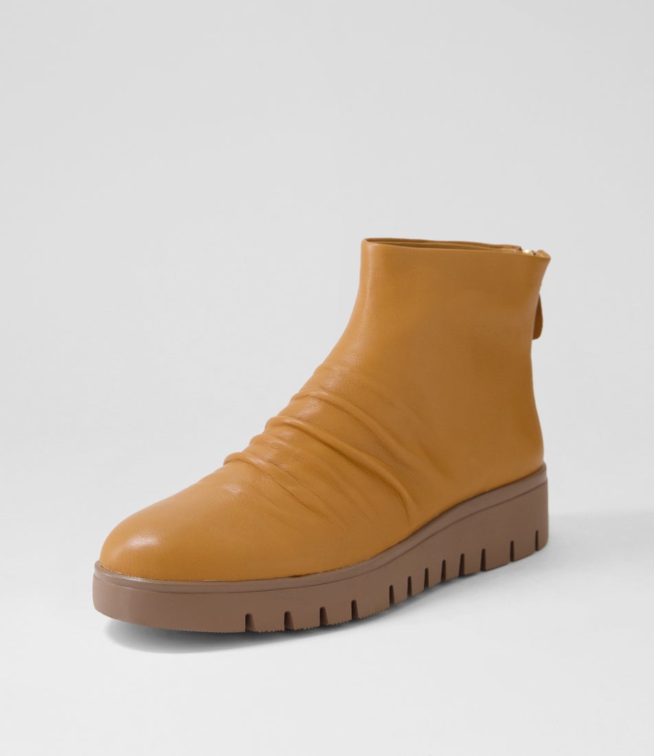 Marcheta Dark Tan Light Choc Leather Ankle Boots
