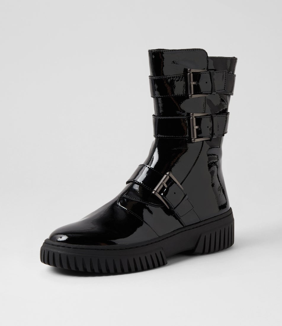 Yuma Black Patent Ankle Boots