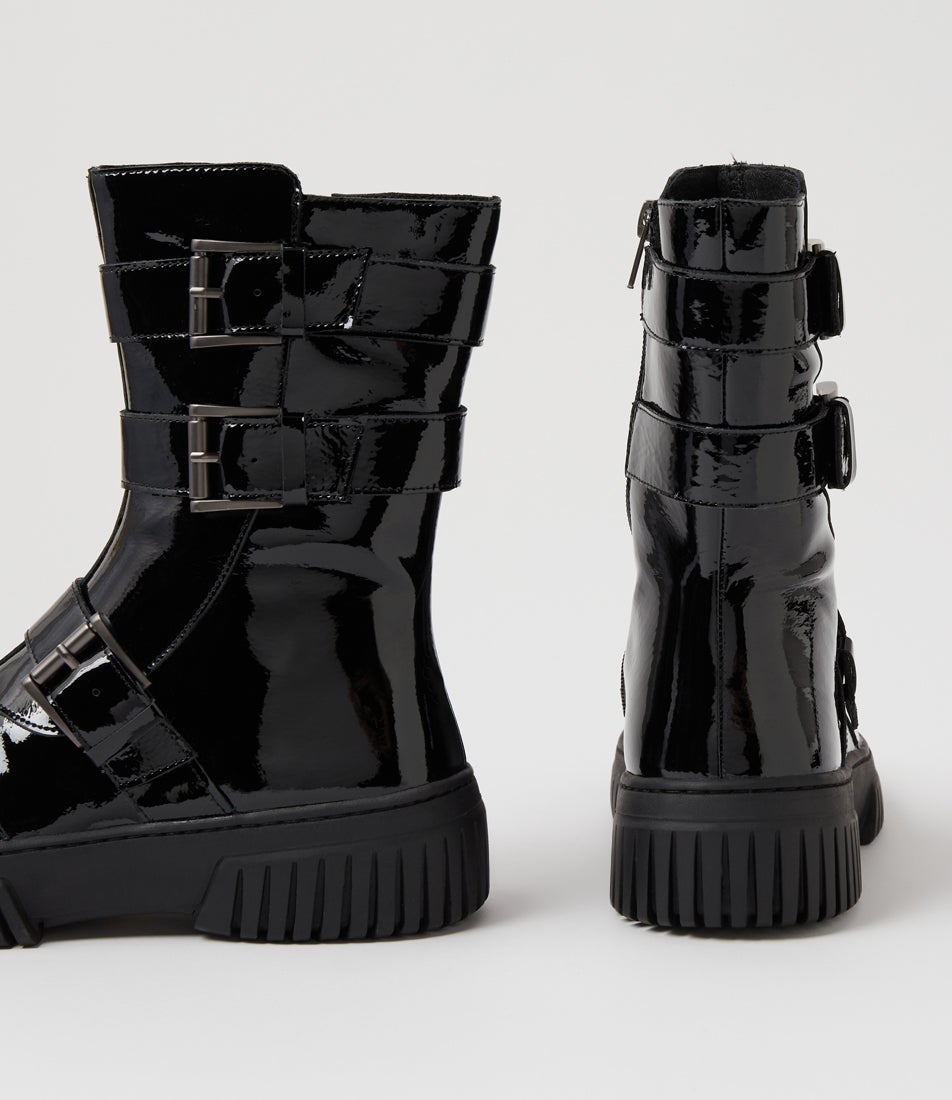 Yuma Black Patent Ankle Boots