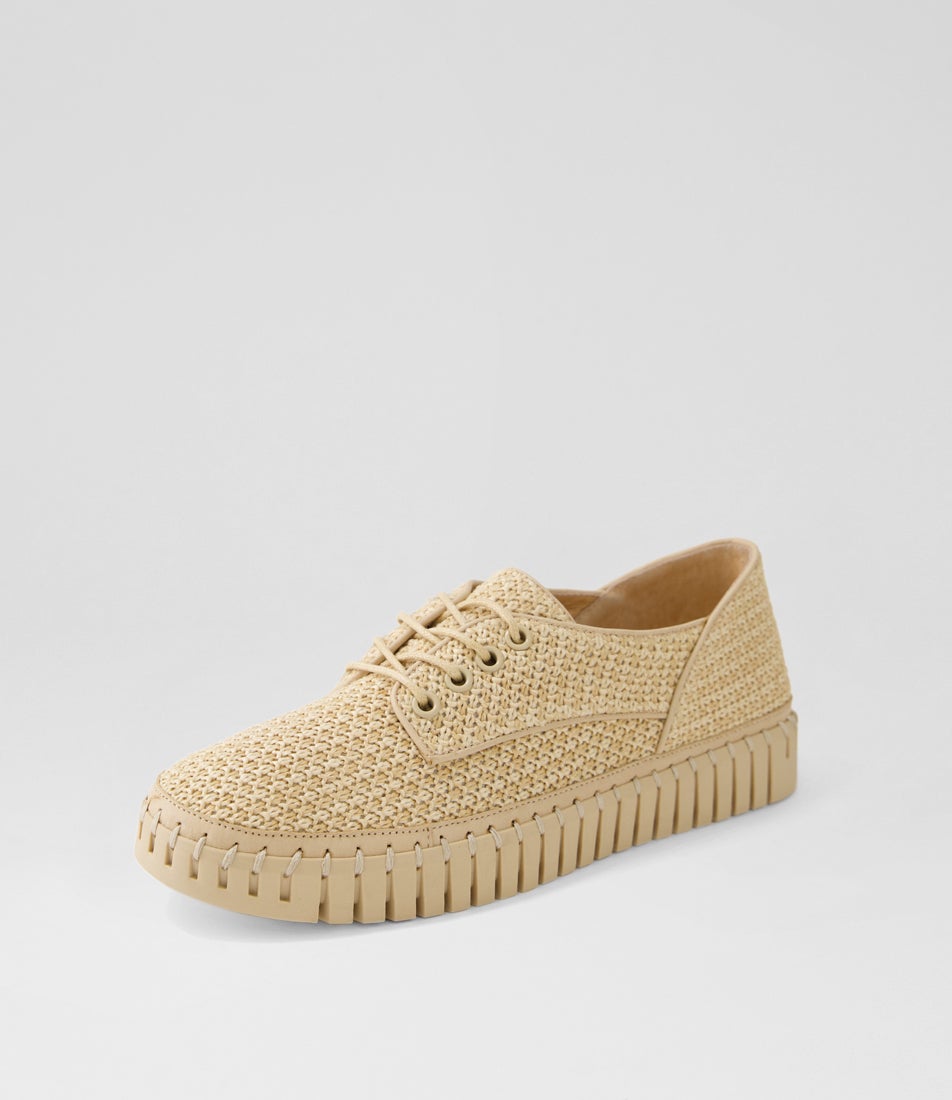 Hamburg Camel Synthetic Raffia Sneakers