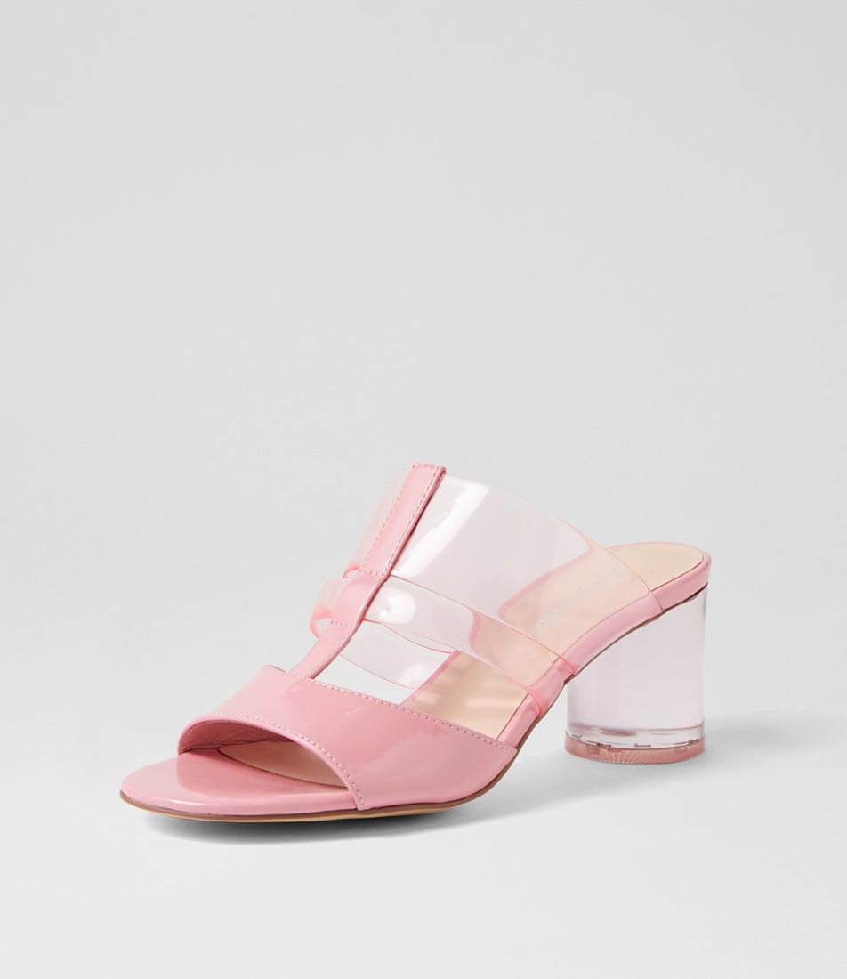 Sanetar Pink Patent Vinylite Mules