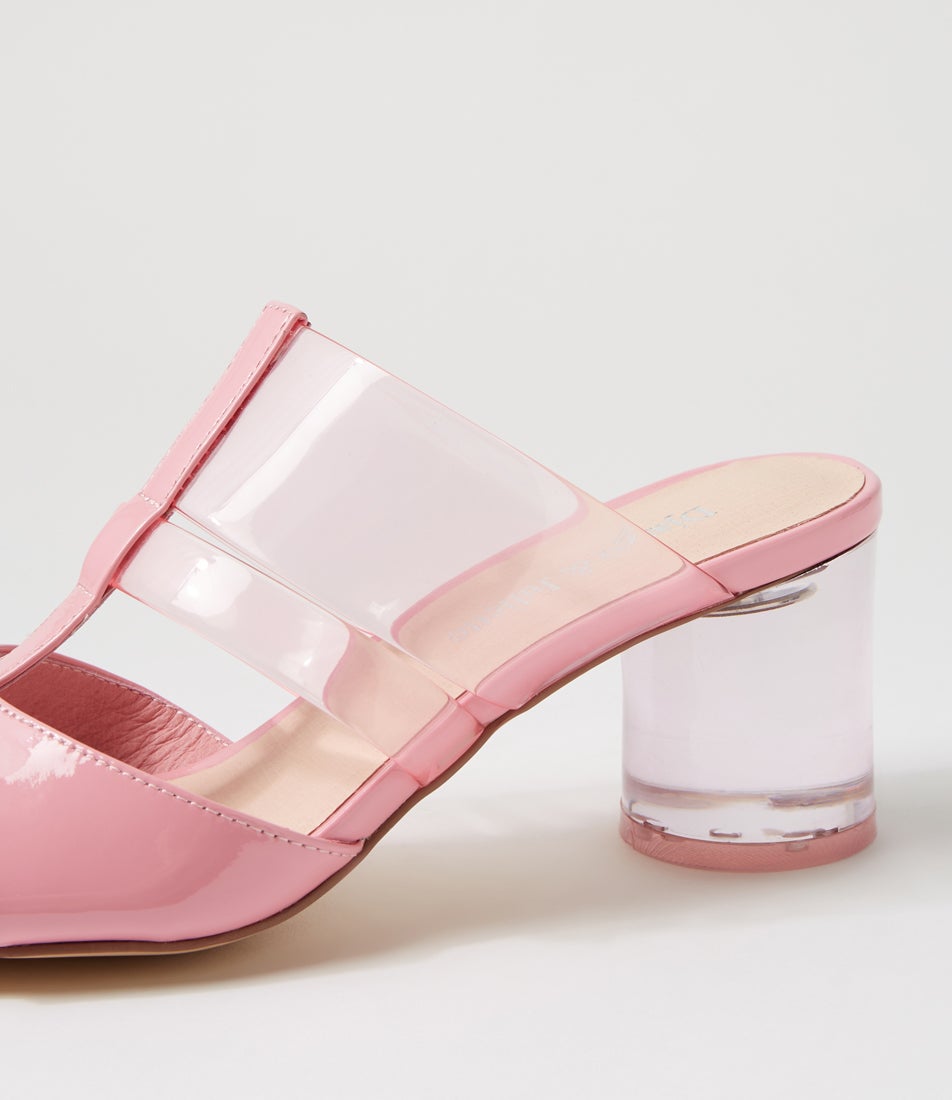 Sanetar Pink Patent Vinylite Mules