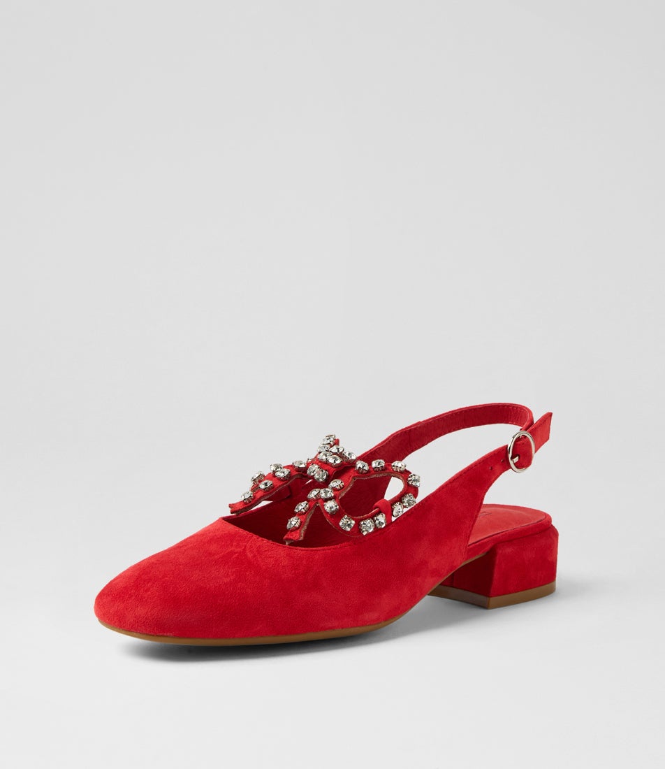 Vaylow Red Suede Heels