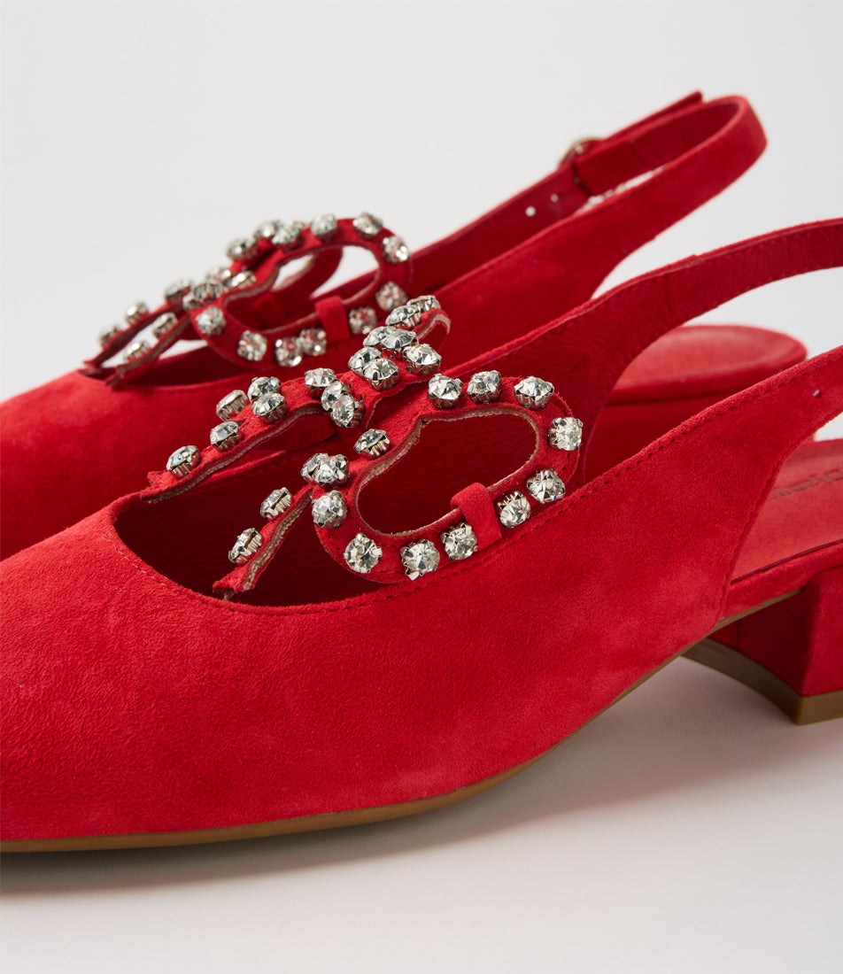 Vaylow Red Suede Heels