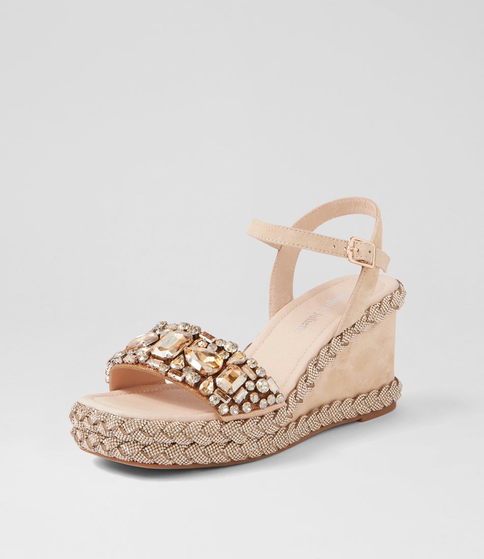 Vaddim Latte Suede Jewels Sandals