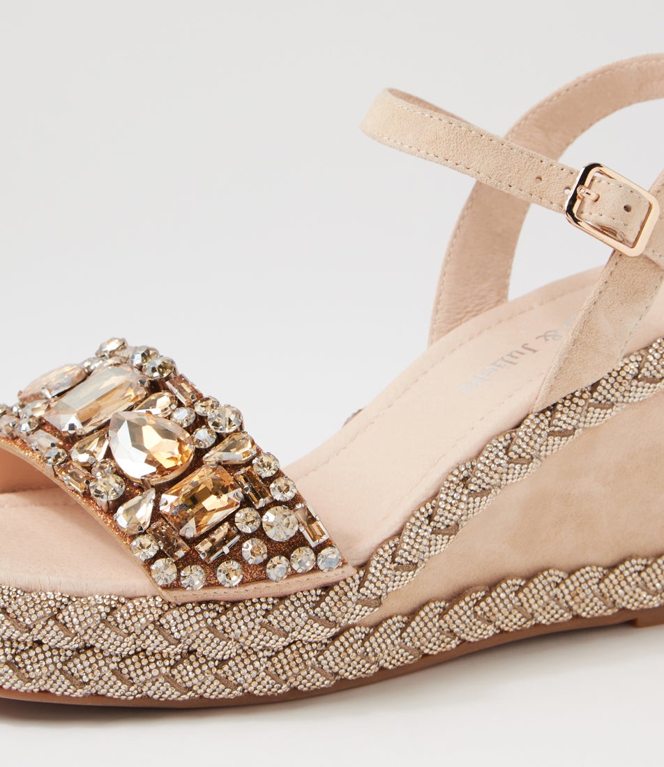 Vaddim Latte Suede Jewels Sandals