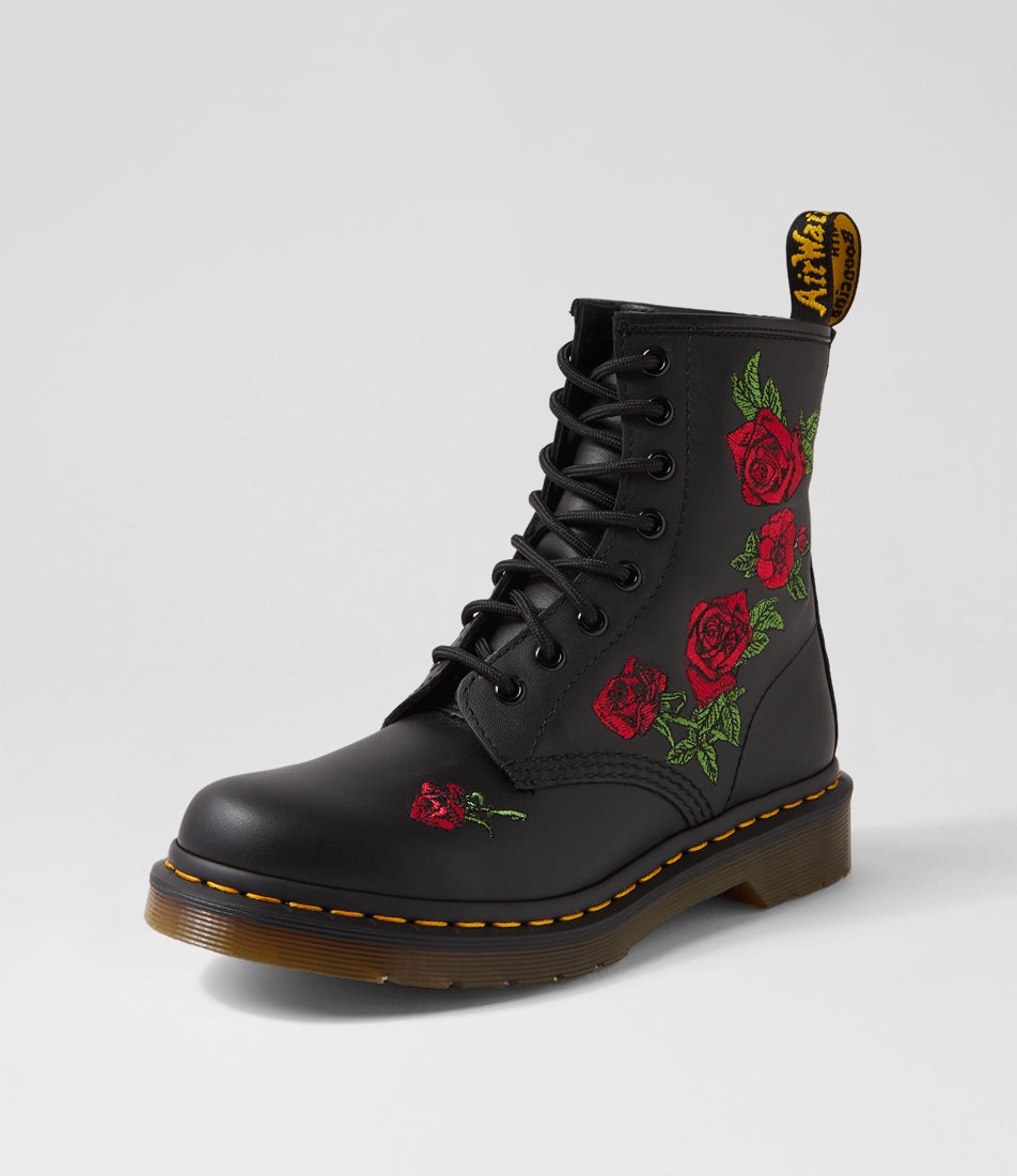 1460 Vonda Black Leather Ankle Boots