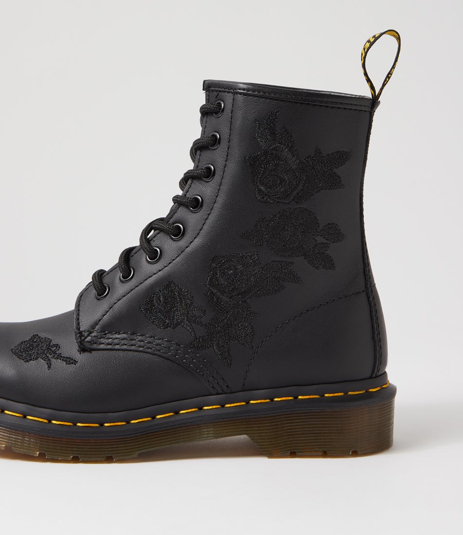 1460 Vonda Mono Black Embossed Leather Ankle Boots