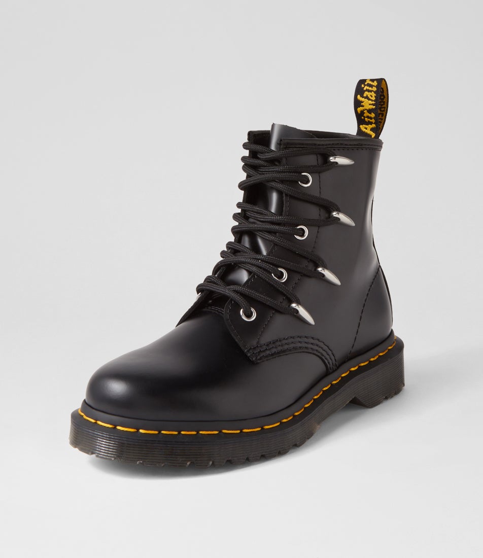 1460 8 Tie Black Danuibo Leather Lace Up Boots