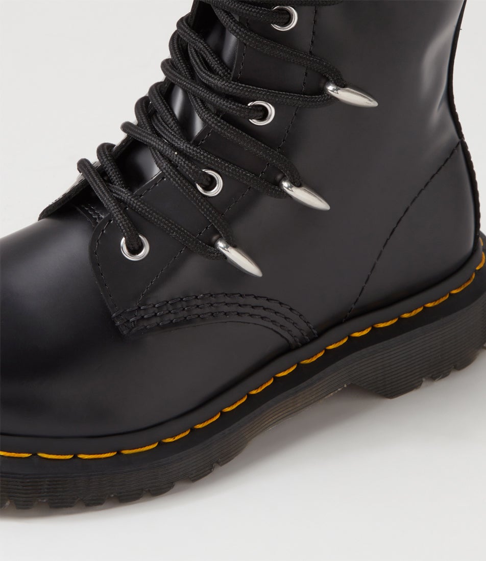 1460 8 Tie Black Danuibo Leather Lace Up Boots