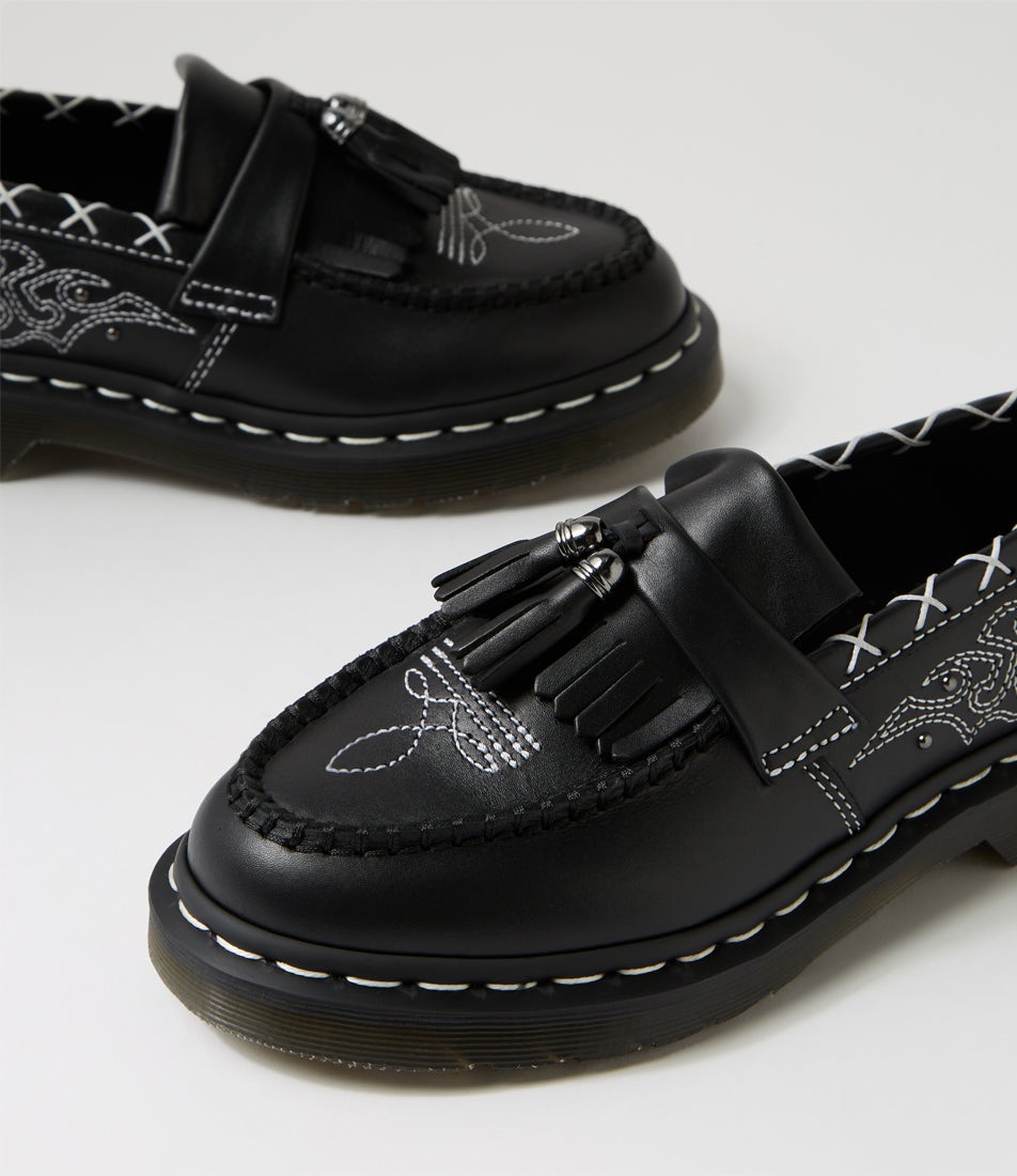 Adrian Ga Tassel Black Wanama Leather Loafers