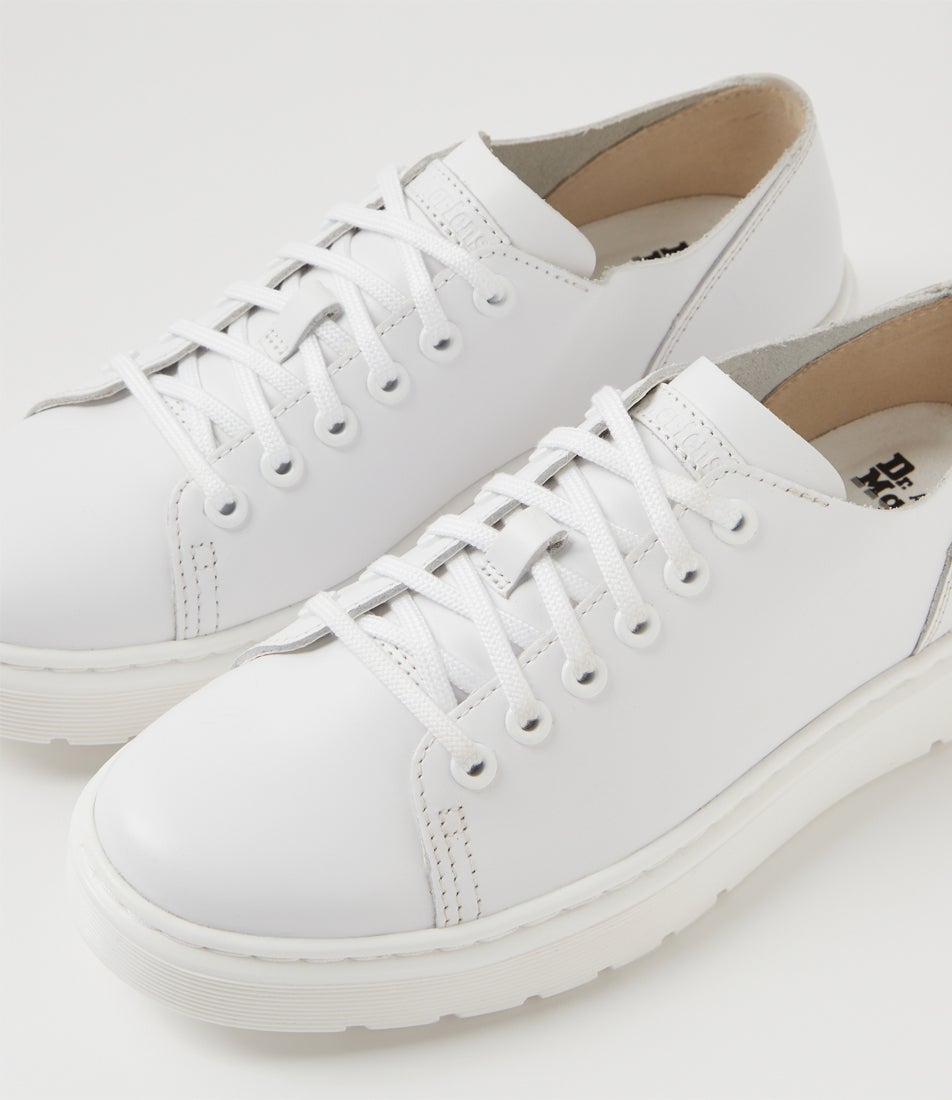 Dante 6 Eye Raw White Leather Lace Up Flats