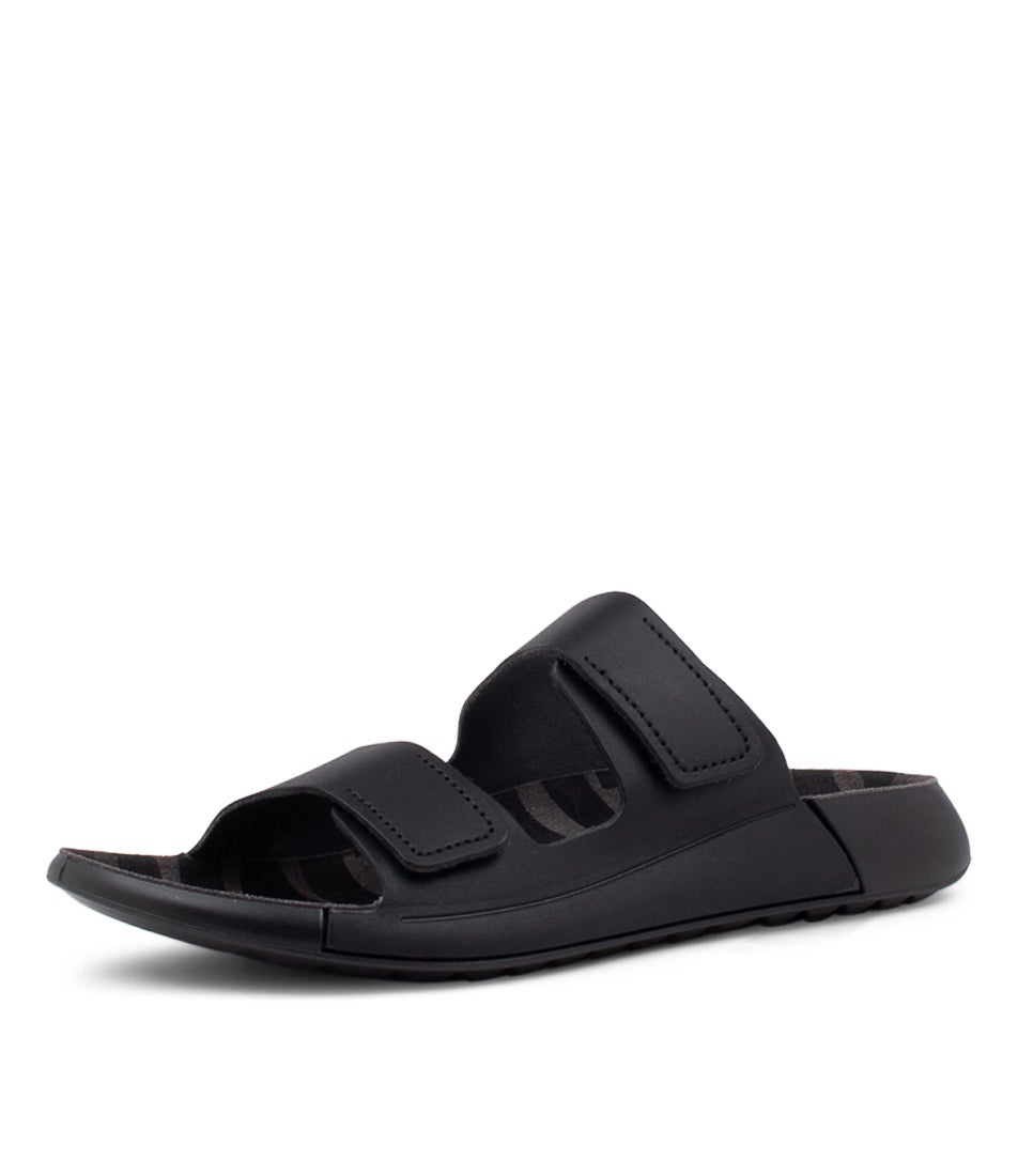 Cozmo W Black Leather Slides