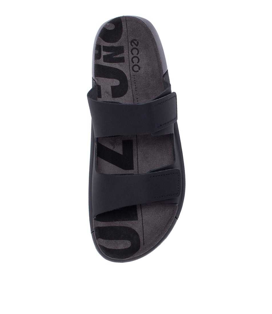 Cozmo W Black Leather Slides