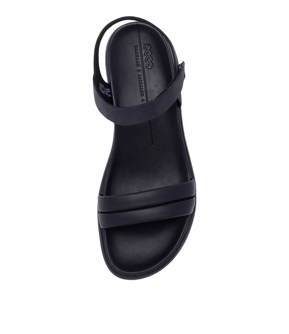 Flowt Wedge W Black Leather Sandals