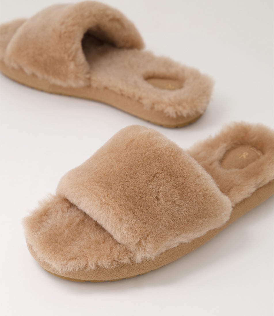 Mckay Camel Sheepskin Sandals
