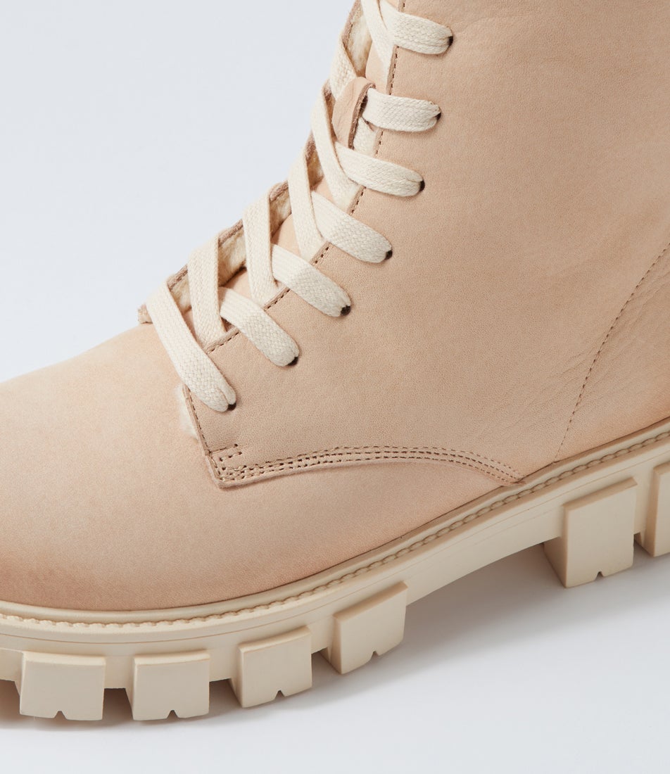 Shear Ecru Nubuck Lace Up Boots