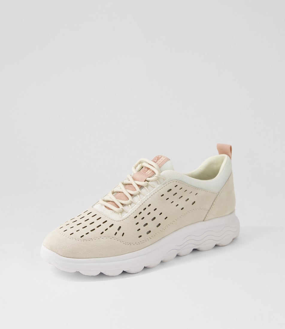 D Spherica A 022 Off White Suede Sneakers