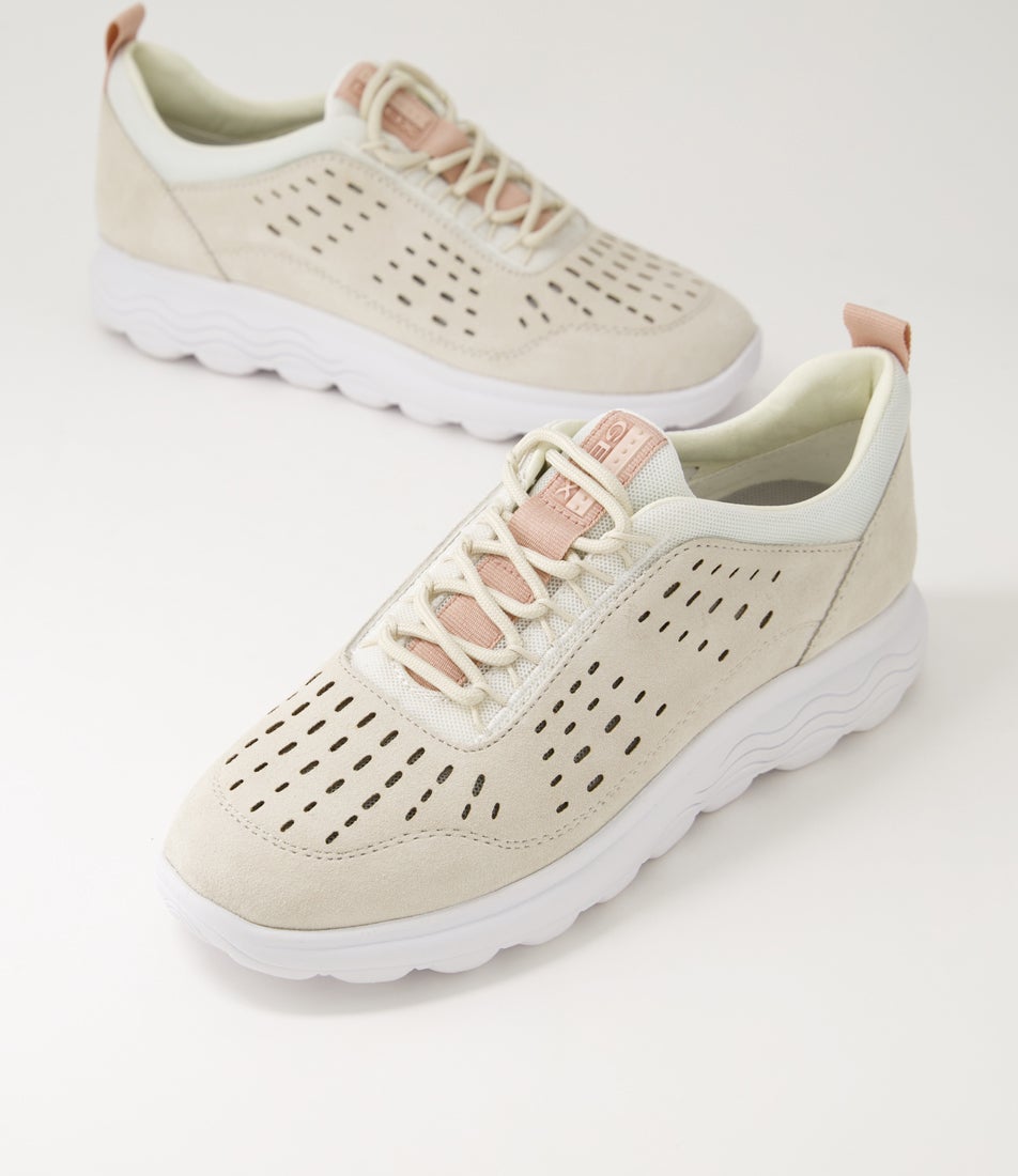 D Spherica A 022 Off White Suede Sneakers