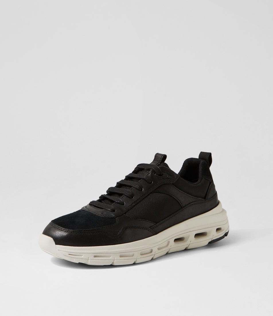 U Hoverstream A Black Leather Suede Sneakers