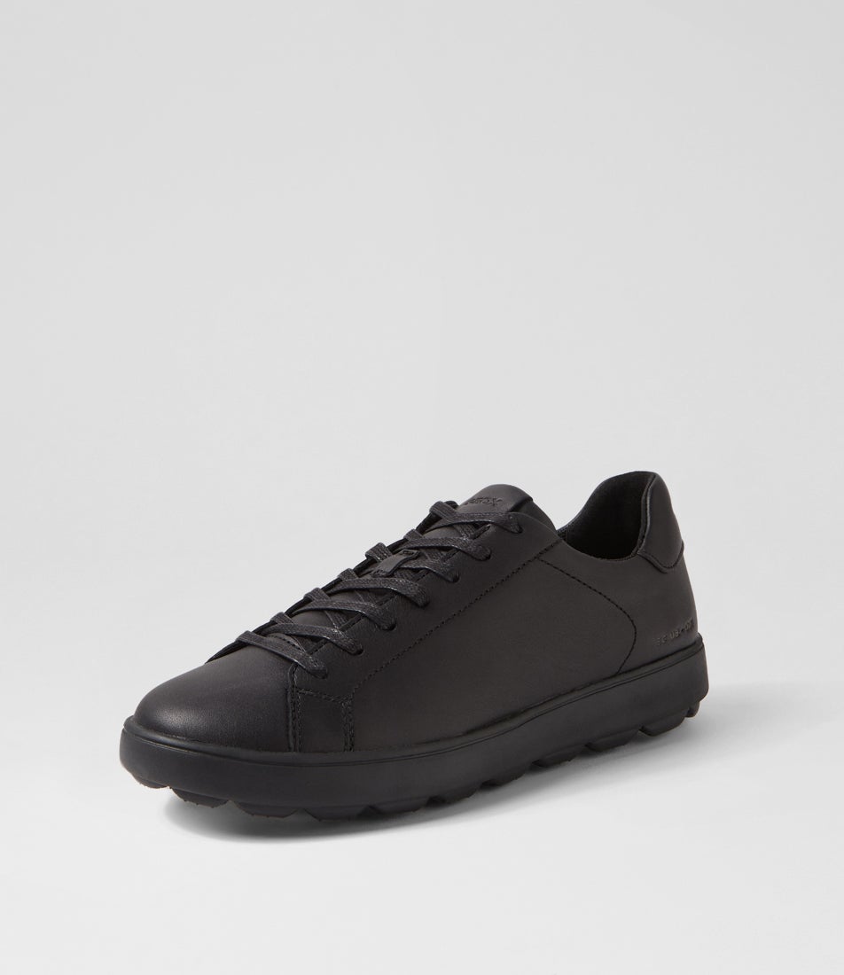 U Spherica Ecub Black Leather Sneakers