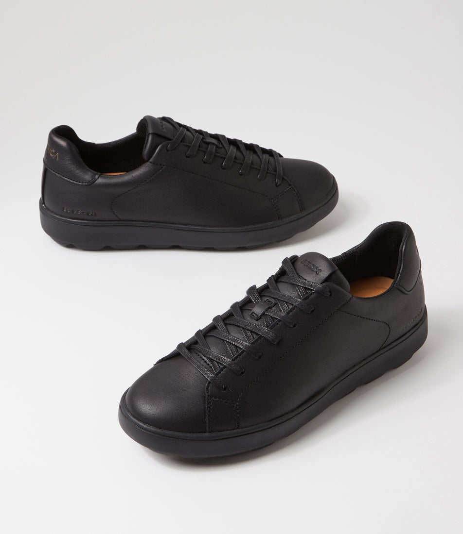U Spherica Ecub Black Leather Sneakers