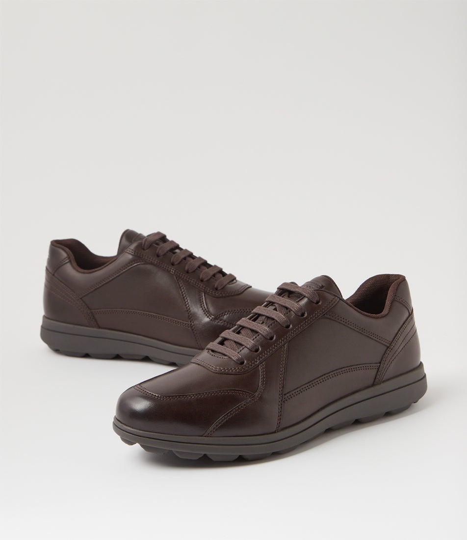 U Spherica Ec12 A Coffee Leather Lace Up Flats