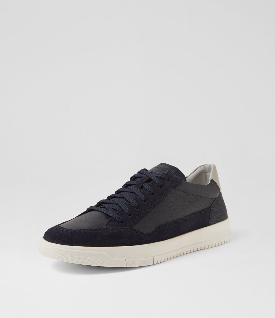 U Segnale A Navy Leather Suede Sneakers