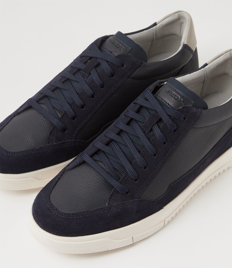 U Segnale A Navy Leather Suede Sneakers