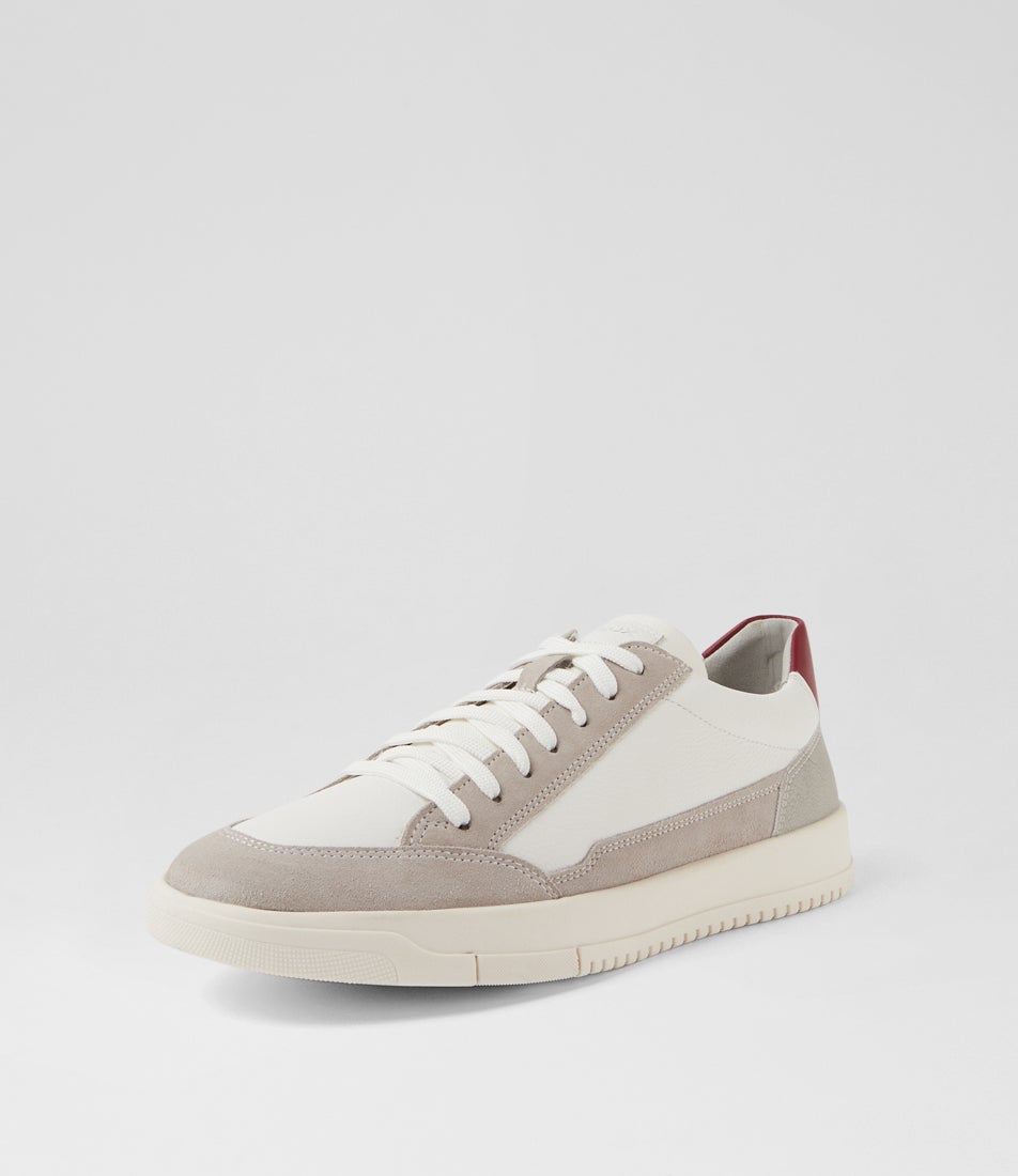 U Segnale A White Grey Leather Suede Sneakers