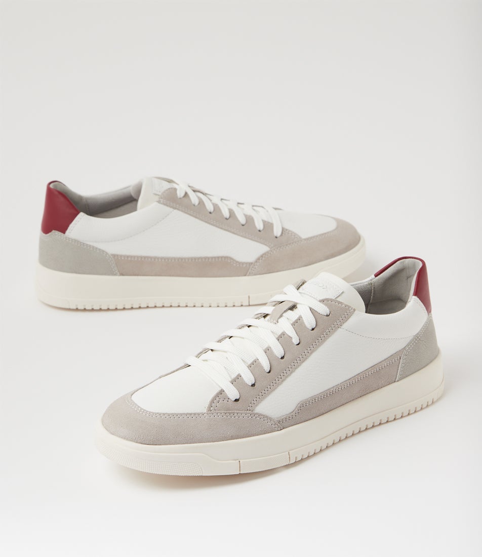 U Segnale A White Grey Leather Suede Sneakers