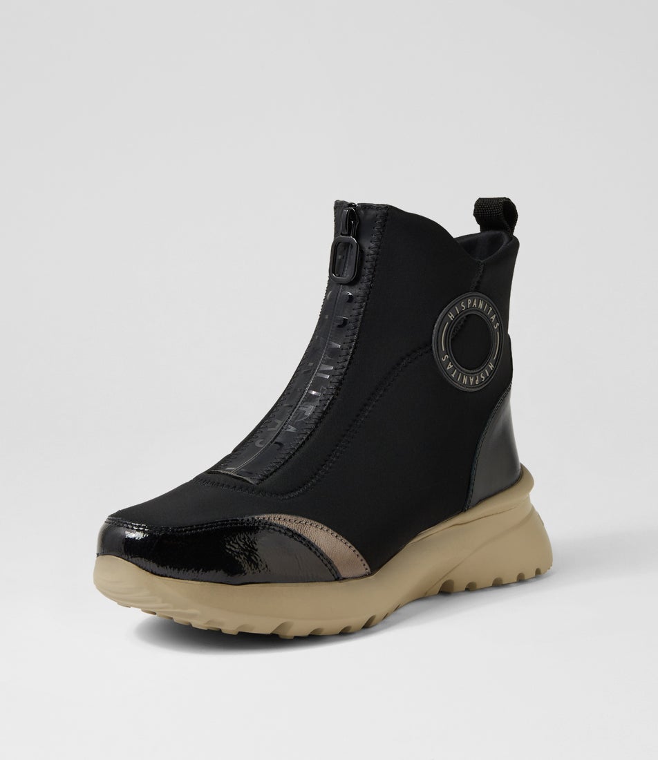 Polinesia 16 Black Leather Mix Ankle Boots