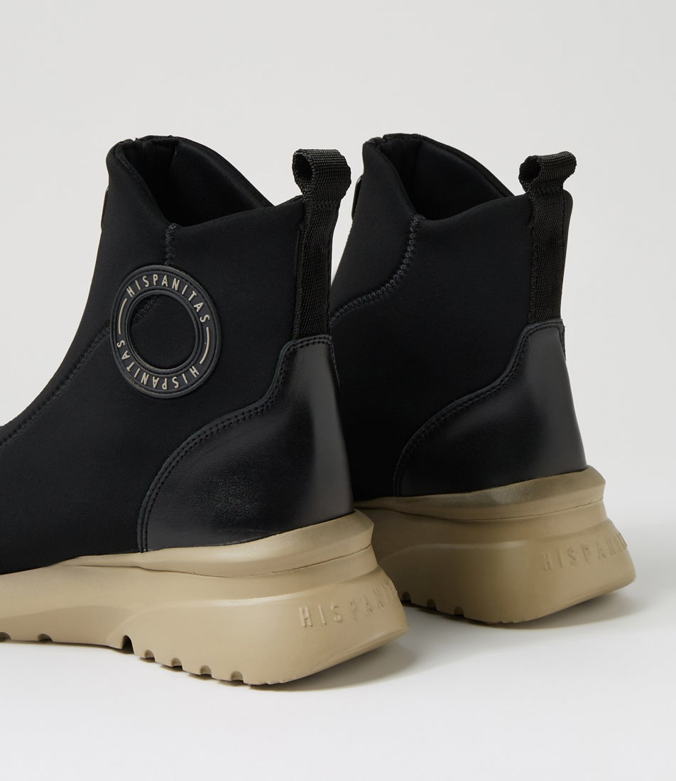 Polinesia 16 Black Leather Mix Ankle Boots