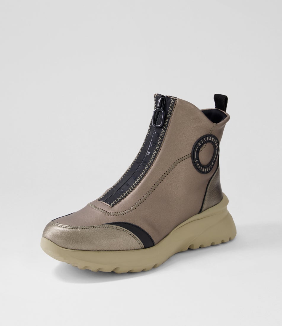 Polinesia Basalt Leather Mix Ankle Boots