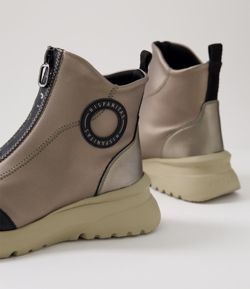 Polinesia Basalt Leather Mix Ankle Boots