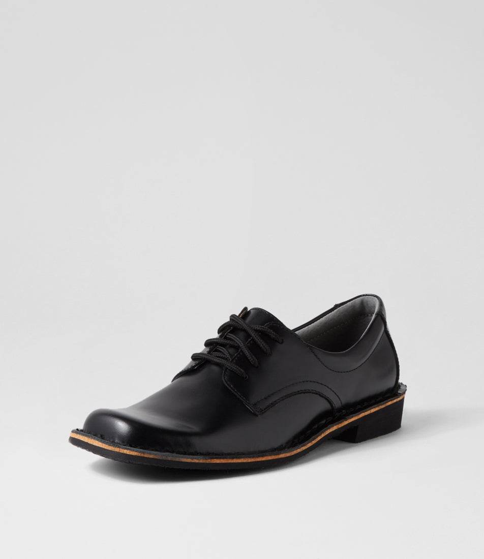 Indy E Black Shine Leather Lace Up Shoes