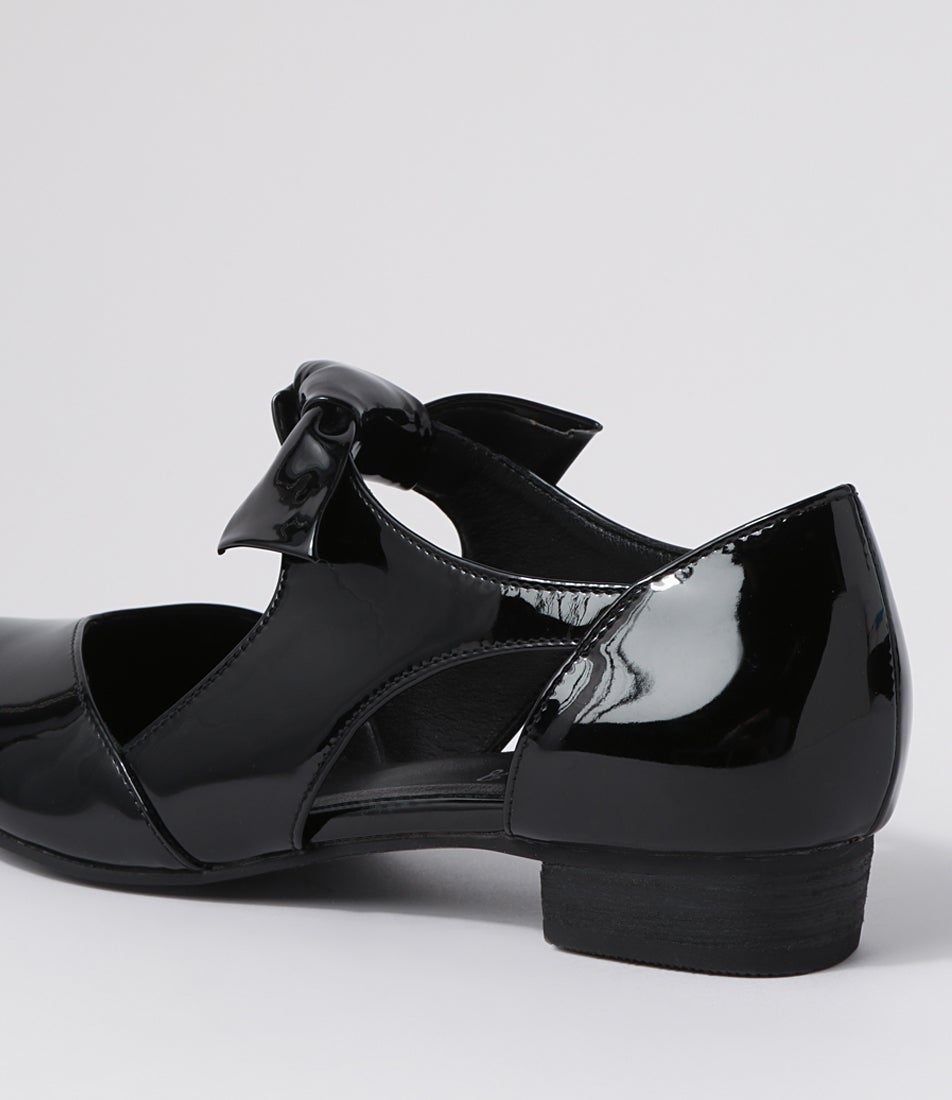 Estella Black Patent Pu Flat Shoes