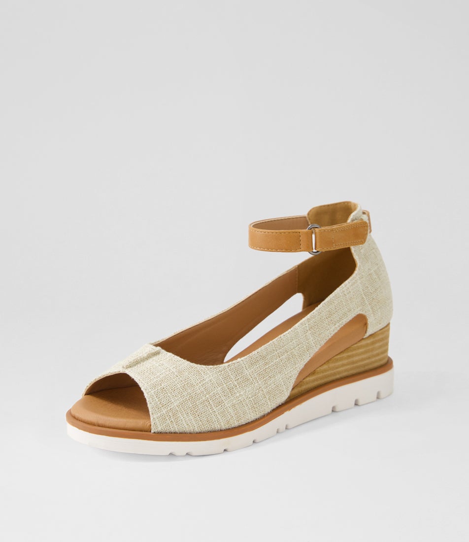 Reney Beige Linen Sandals