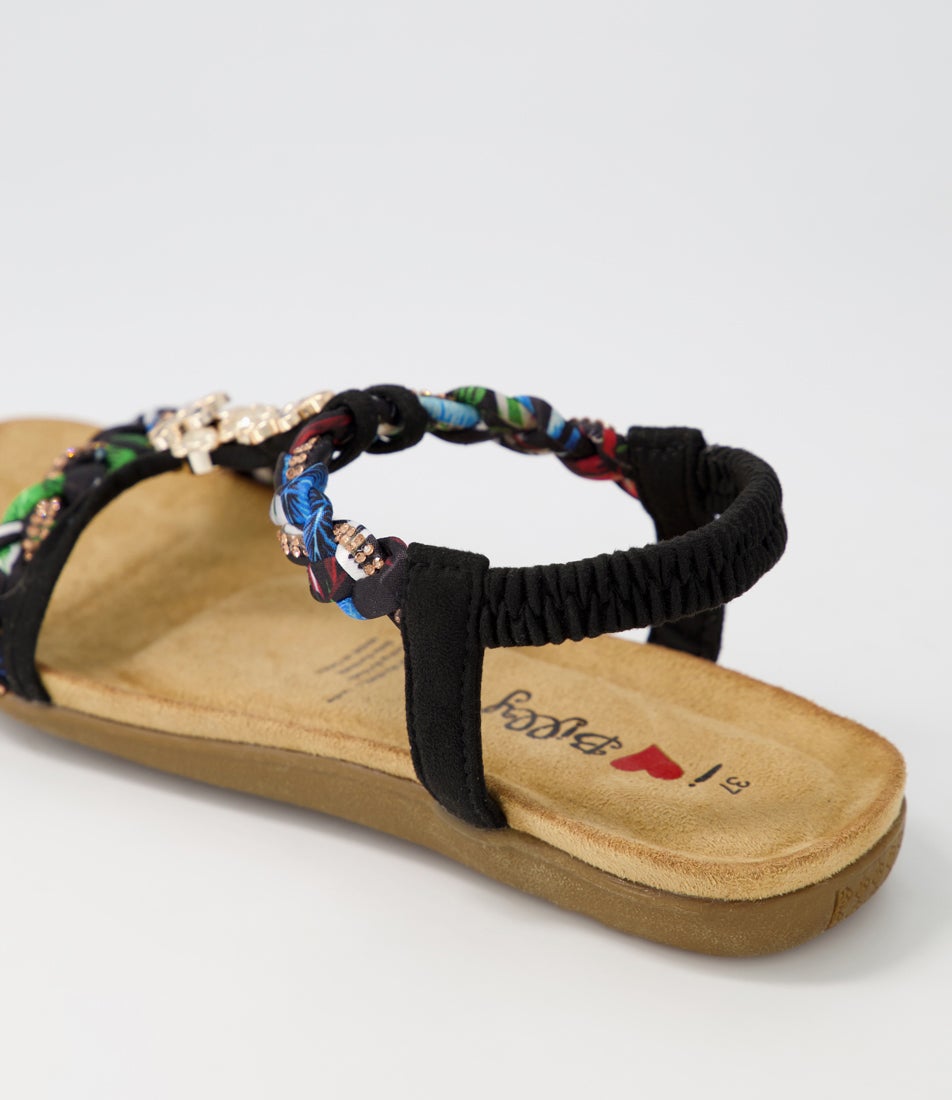 Frose Black Multi Sandals
