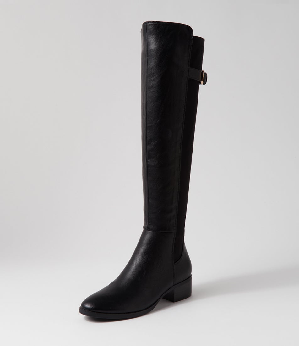 Tejai Black Stretch Knee High Boots