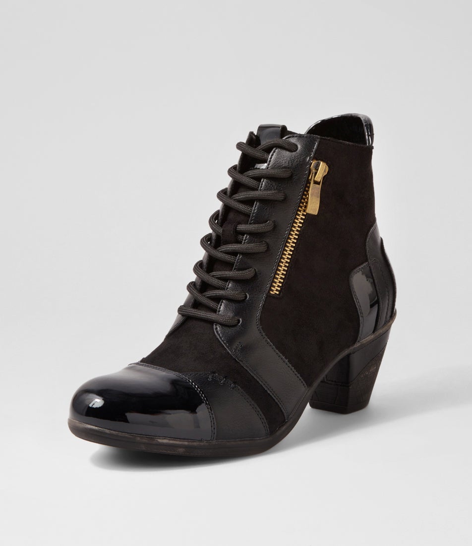 Zolika Black Mix Multi Lace Up Boots