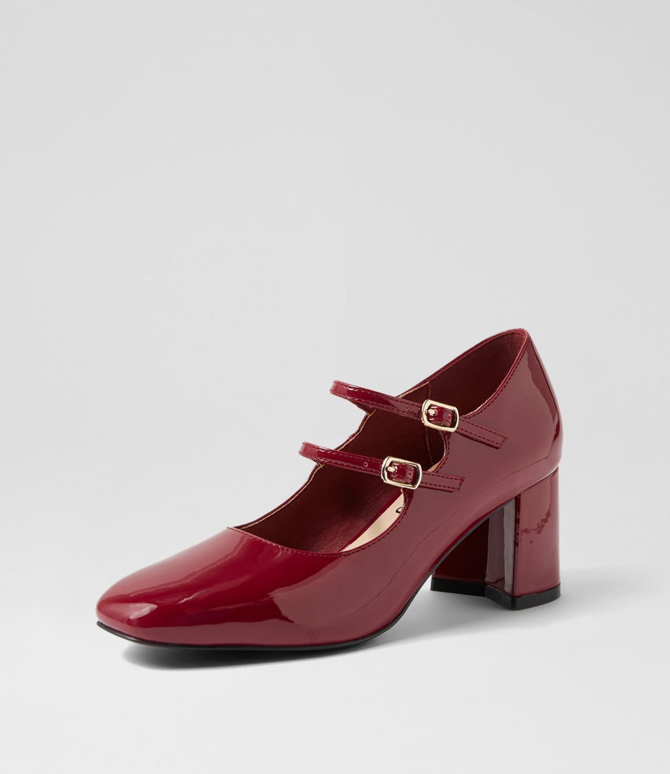 Eiko Dark Red Patent Pu Mary Jane Heels Eiko Dark Red Patent Pu Mary Jane Heels