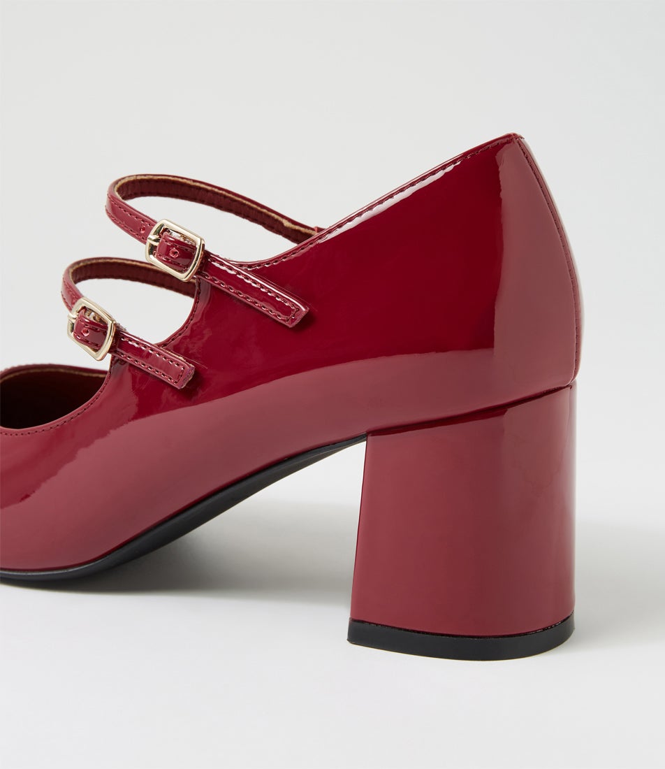 Eiko Dark Red Patent Pu Mary Jane Heels Eiko Dark Red Patent Pu Mary Jane Heels