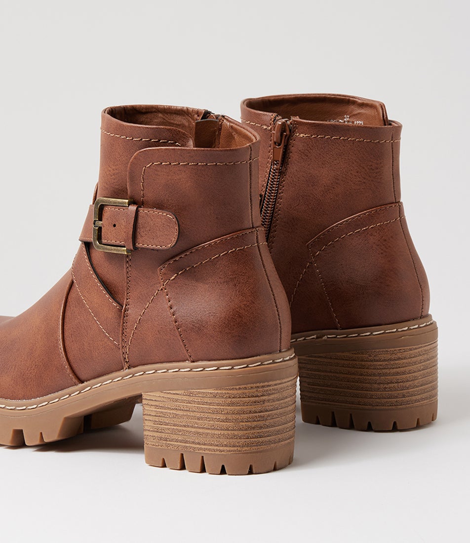Fringle Cognac Ankle Boots