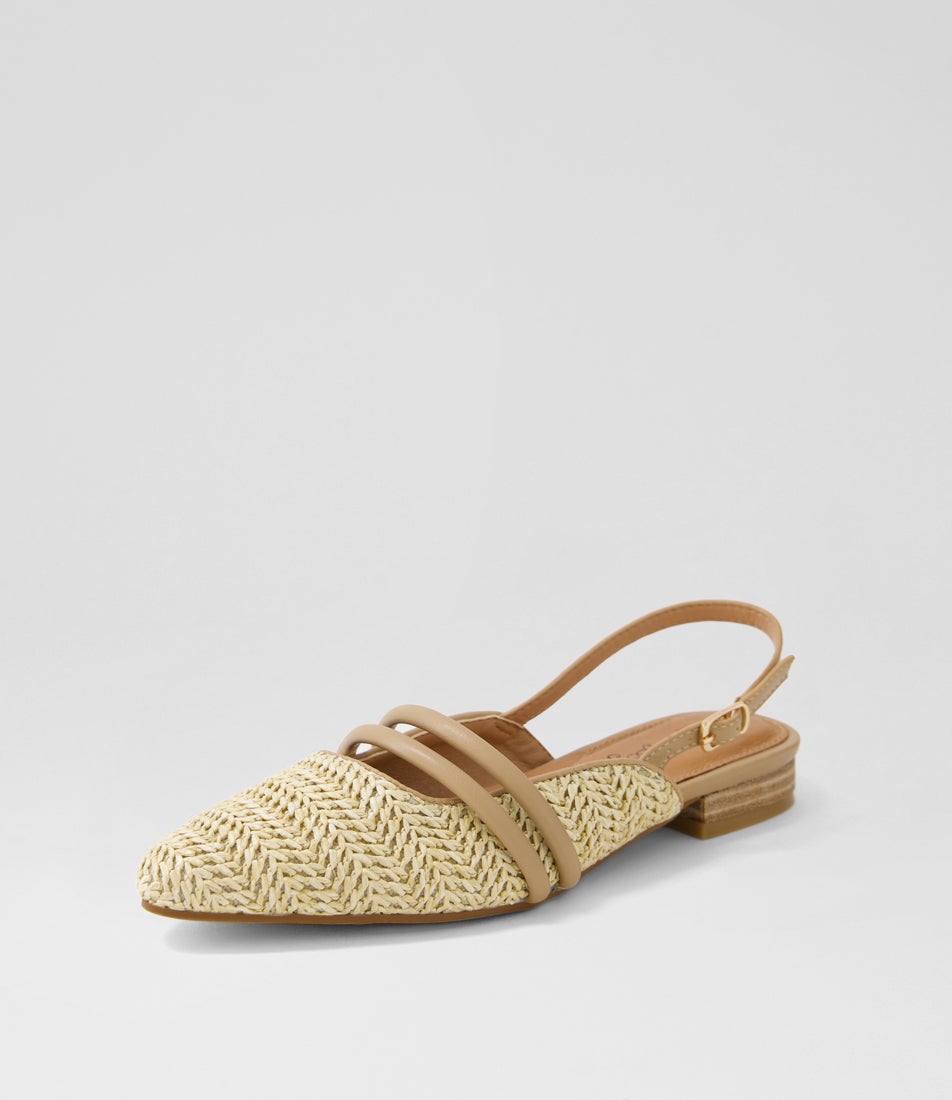 Antees Natural Synthetic Raffia Flat Shoes Antees Natural Synthetic Raffia Flat Shoes
