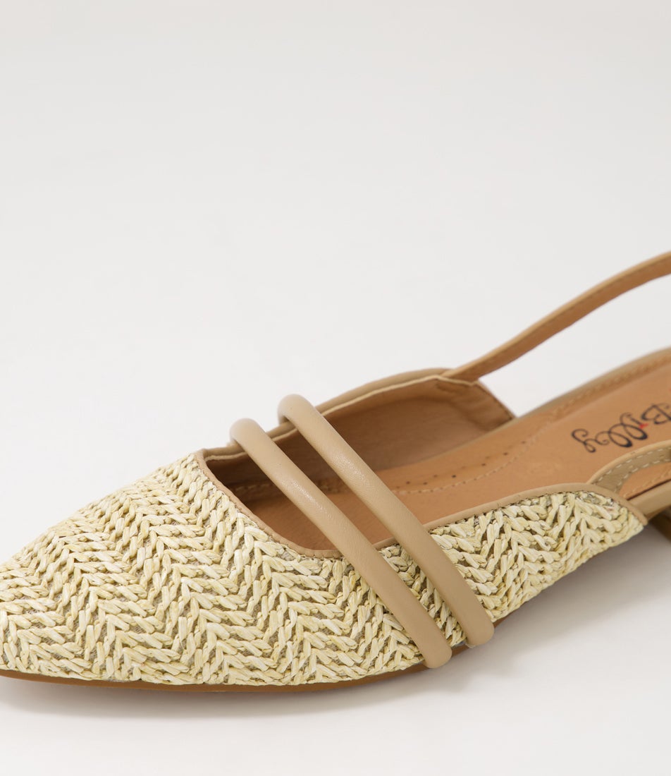 Antees Natural Synthetic Raffia Flat Shoes Antees Natural Synthetic Raffia Flat Shoes