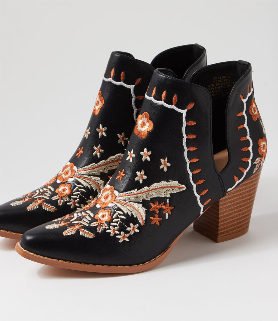 Crasho Black Multi Ankle Boots