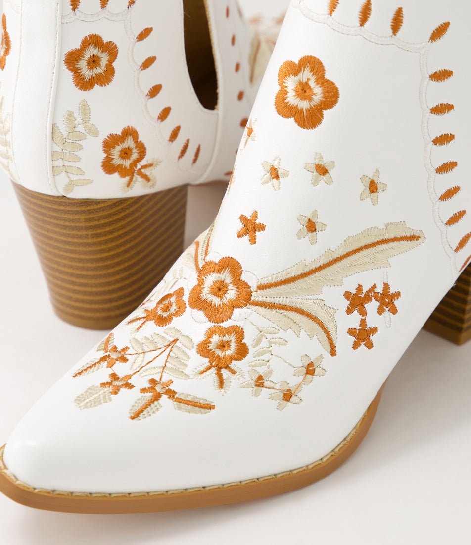 Crasho White Multi Ankle Boots