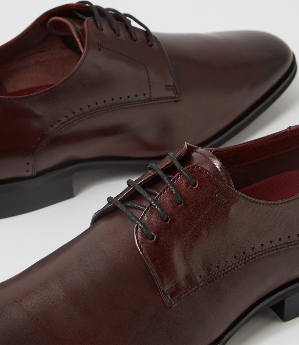Zen Dark Burgundy Leather Lace Up Flats